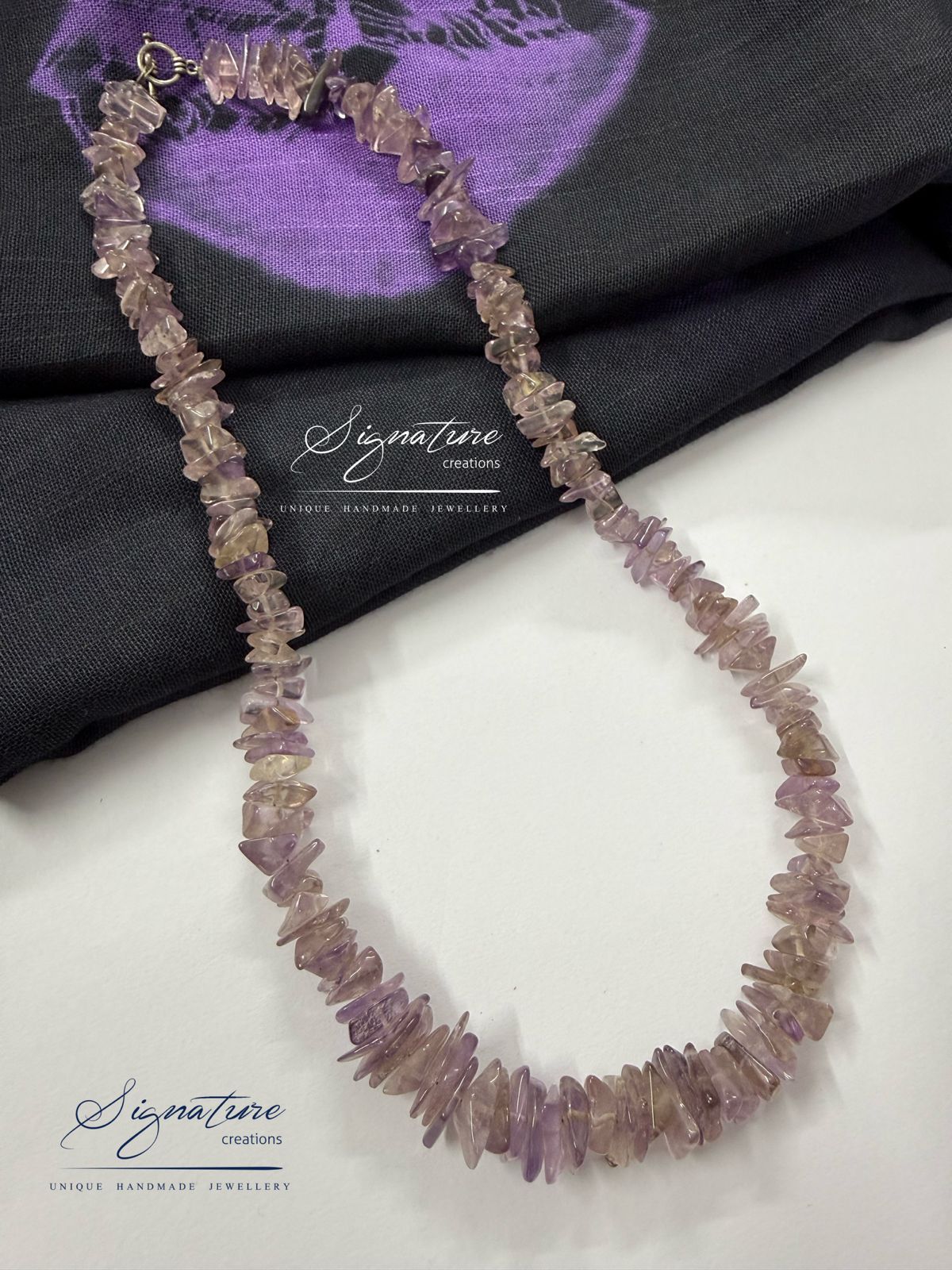 Natural Amethyst Chip Necklace — Light Lavender