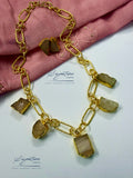 Raw Quartz Gold Chain Statement Set