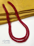 Imitation Ruby Faceted Two-Line Necklace