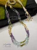 Multi-Gemstone Two-Line Necklace — Amethyst, Peridot, Citrine and Quartz