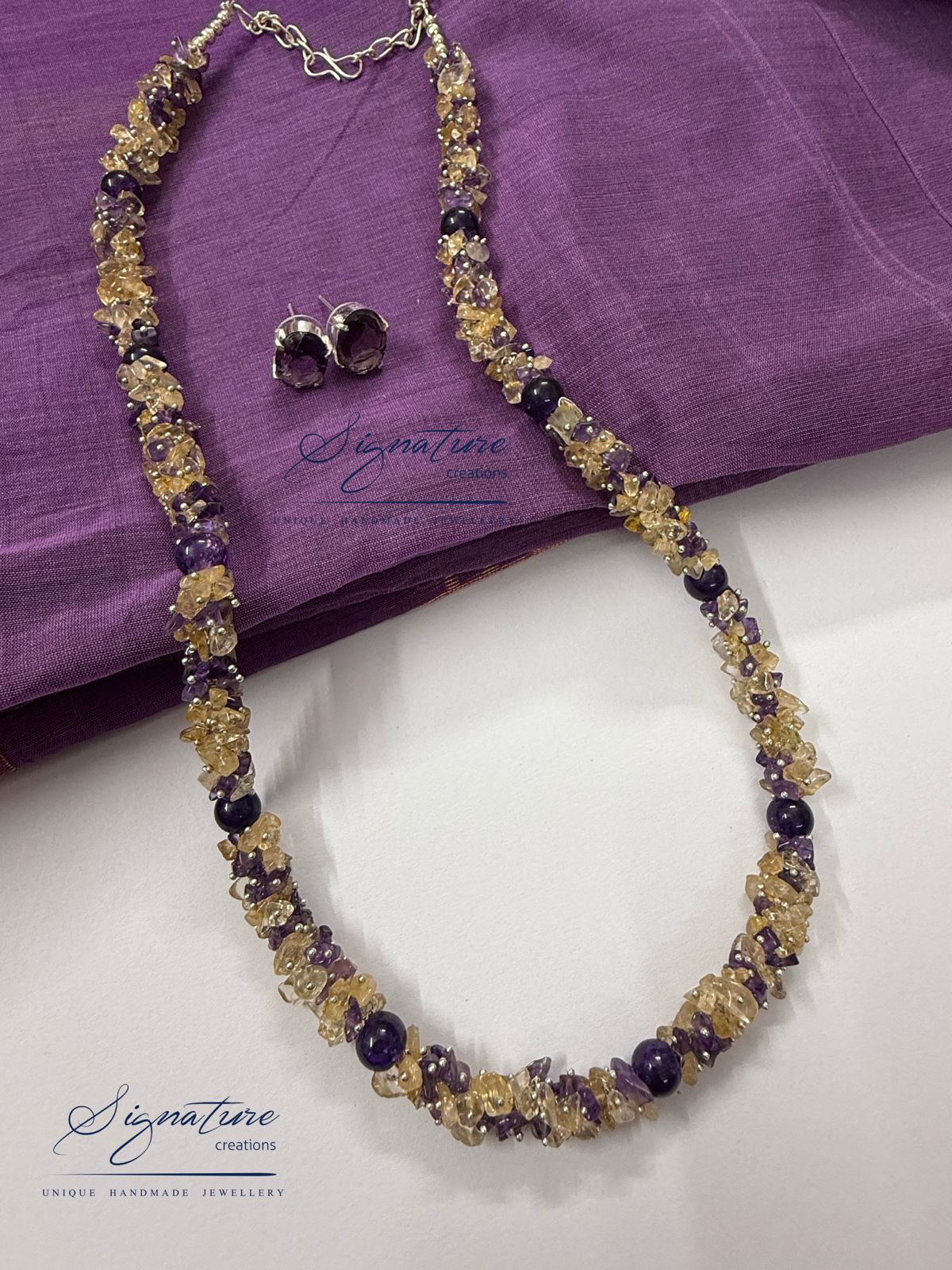 Citrine and Amethyst Chip Garland Set