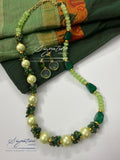 Green Aventurine and Pearl-Look Statement Necklace