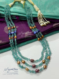 Apatite and Freshwater Pearl Three-Line Necklace