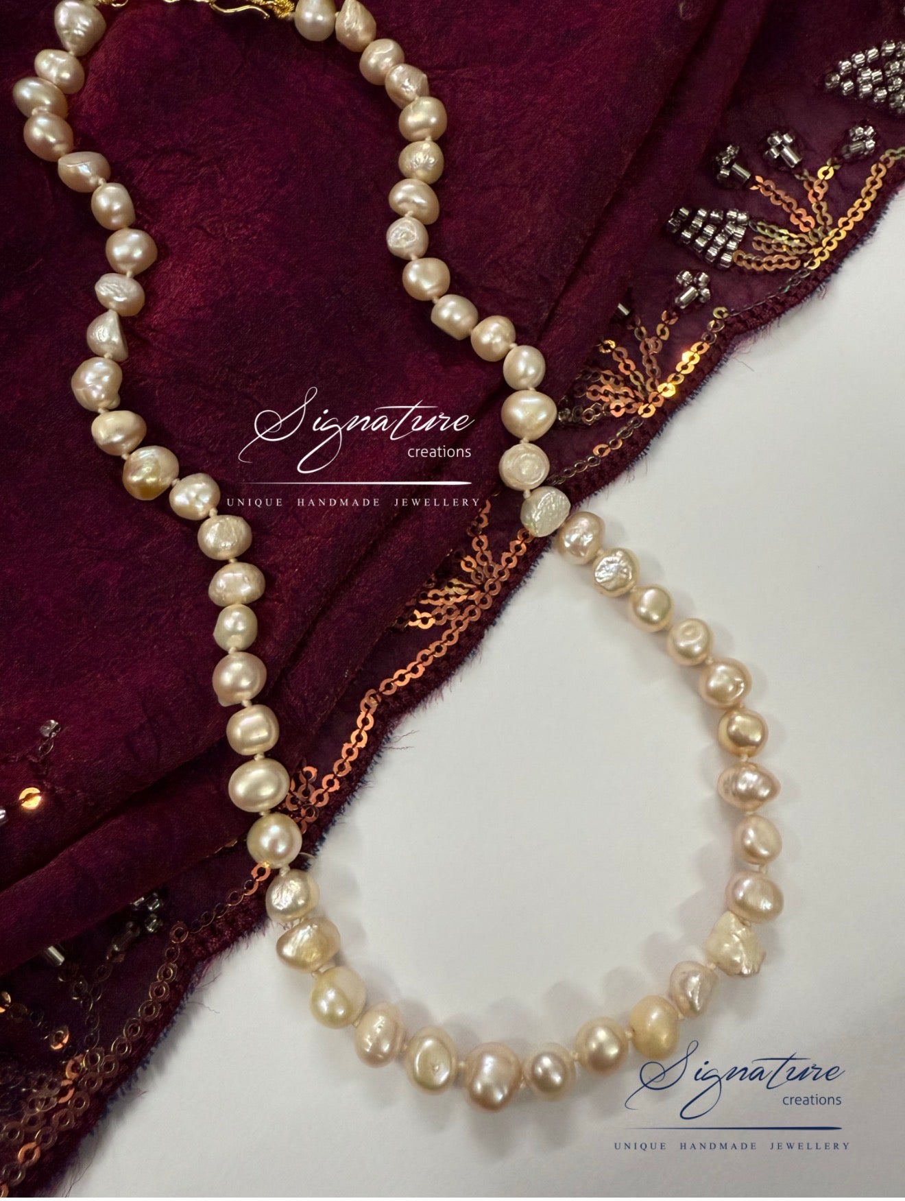 Original Freshwater Peach Tone Pearl Single Line Set