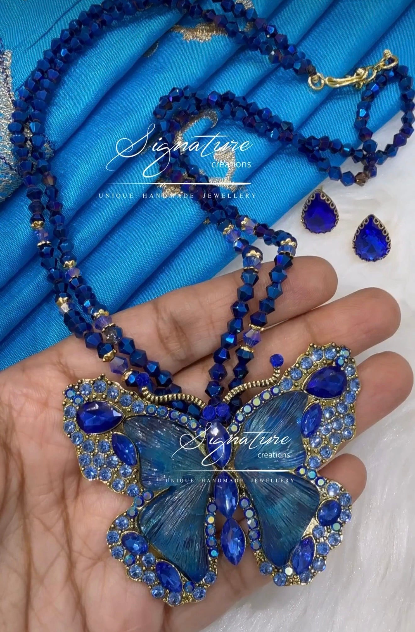 Blue Crystal Butterfly Set