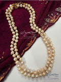 Original Freshwater Peach Tone Pearl Double Line Set