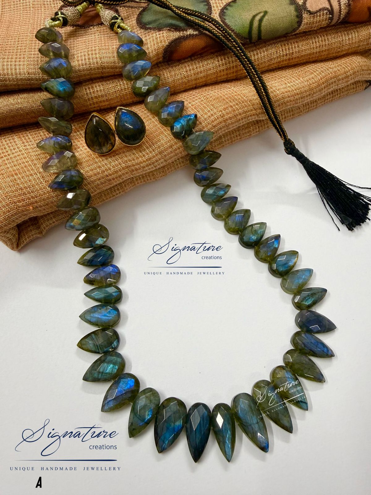 Natural Labradorite Teardrop Statement Necklace