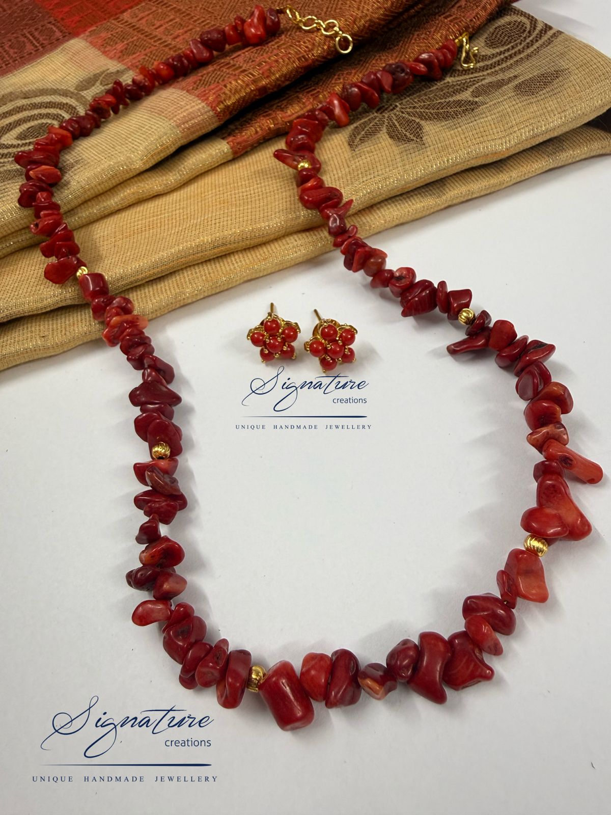 Bamboo Coral Chip Necklace