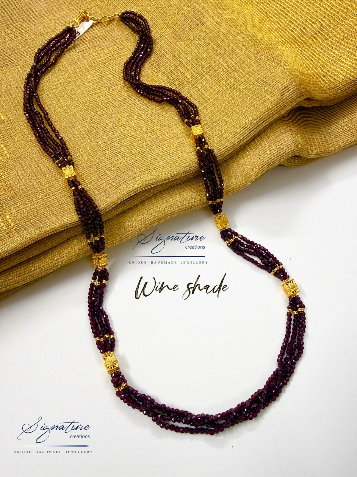 Wine Crystal Multi-Strand Station Necklace