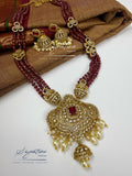 Maroon Agate Victorian Jhumka Pendant Haram