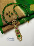 Green Glass Bead Traditional Pendant Set