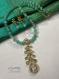 Mint Monalisa Bead Traditional Pendant Set