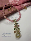 Pink Glass Bead Traditional Pendant Set