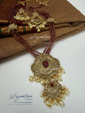 Maroon Agate Multi-Strand Victorian Haram