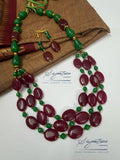 Maroon and Green Agate Three-Layer Set