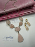 Natural Rose Quartz Cabochon Necklace