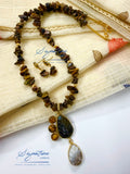 Natural Tiger Eye Chip Pendant Necklace