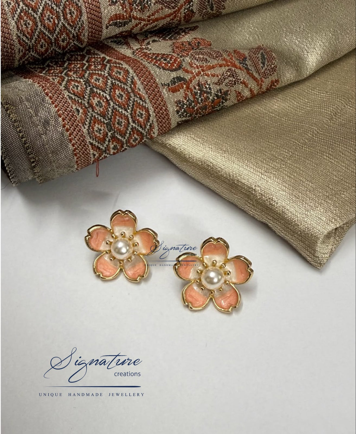Brass Enamel Flower Studs