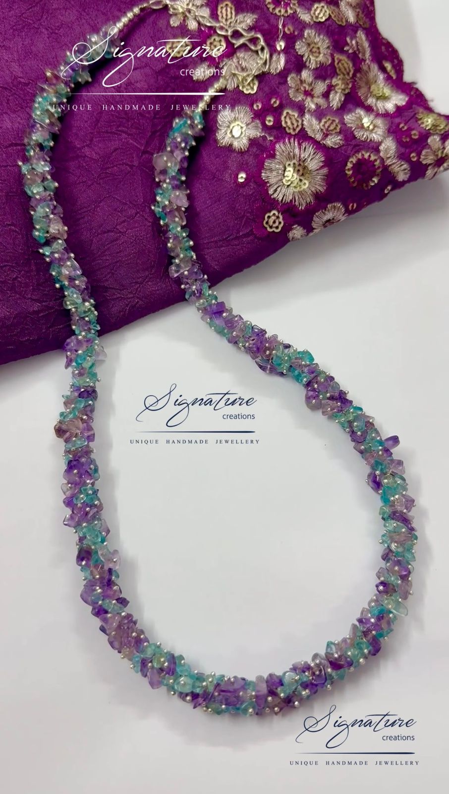 Original Amethyst and Aquamarine Gemstone Garland Set