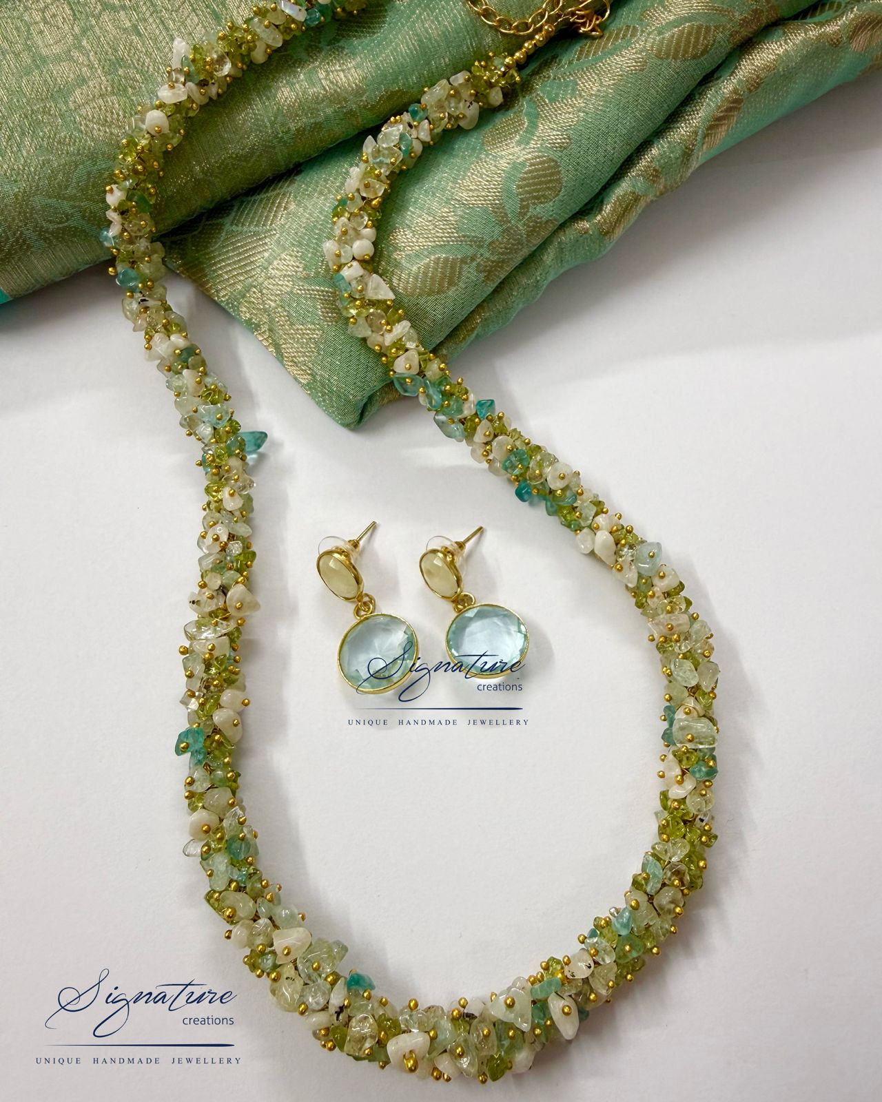 Original Aquamarine, Moonstone and Peridot Gemstone Set