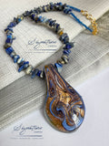 Lampwork Pendant with Natural Lapis Beads