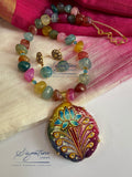 Multicolour Tanjore Painting Agate Set