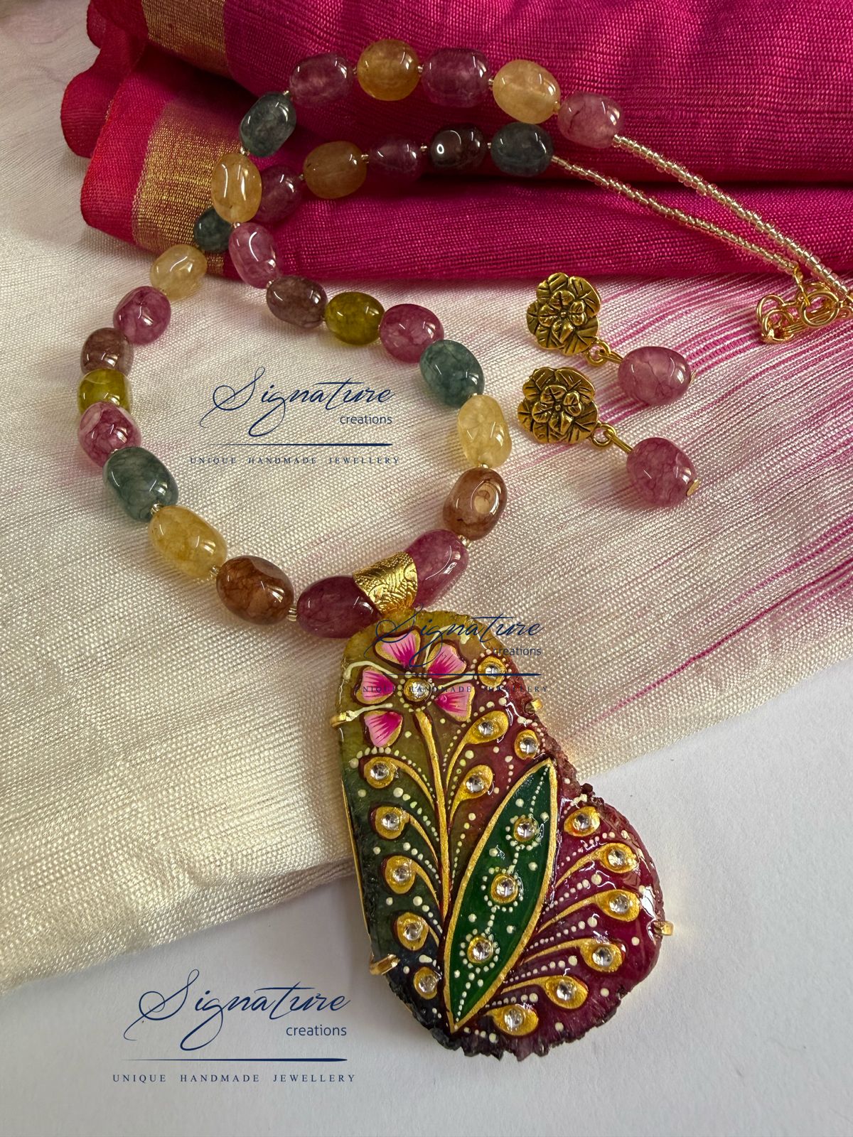 Multicolour Tanjore Painting Agate Set