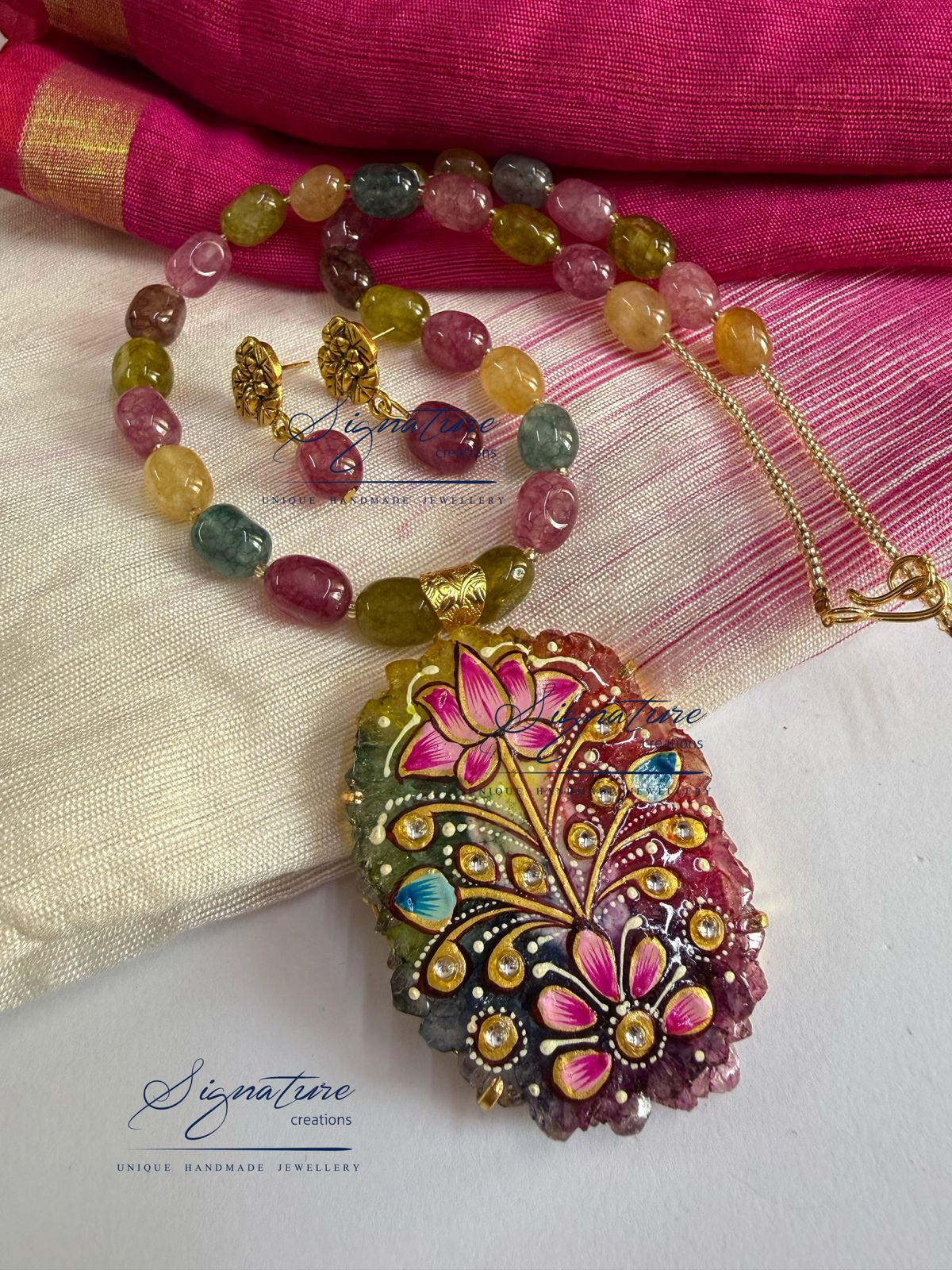 Multicolour Tanjore Painting Agate Set