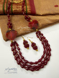 Maroon Bead Layered Heart Set